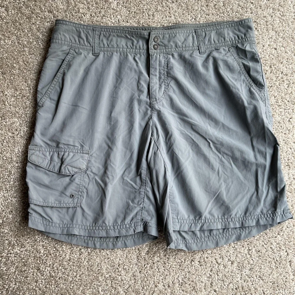 Columbia Cargo Shorts Womens 10 34W Gray Omni-Shade Hiking 8